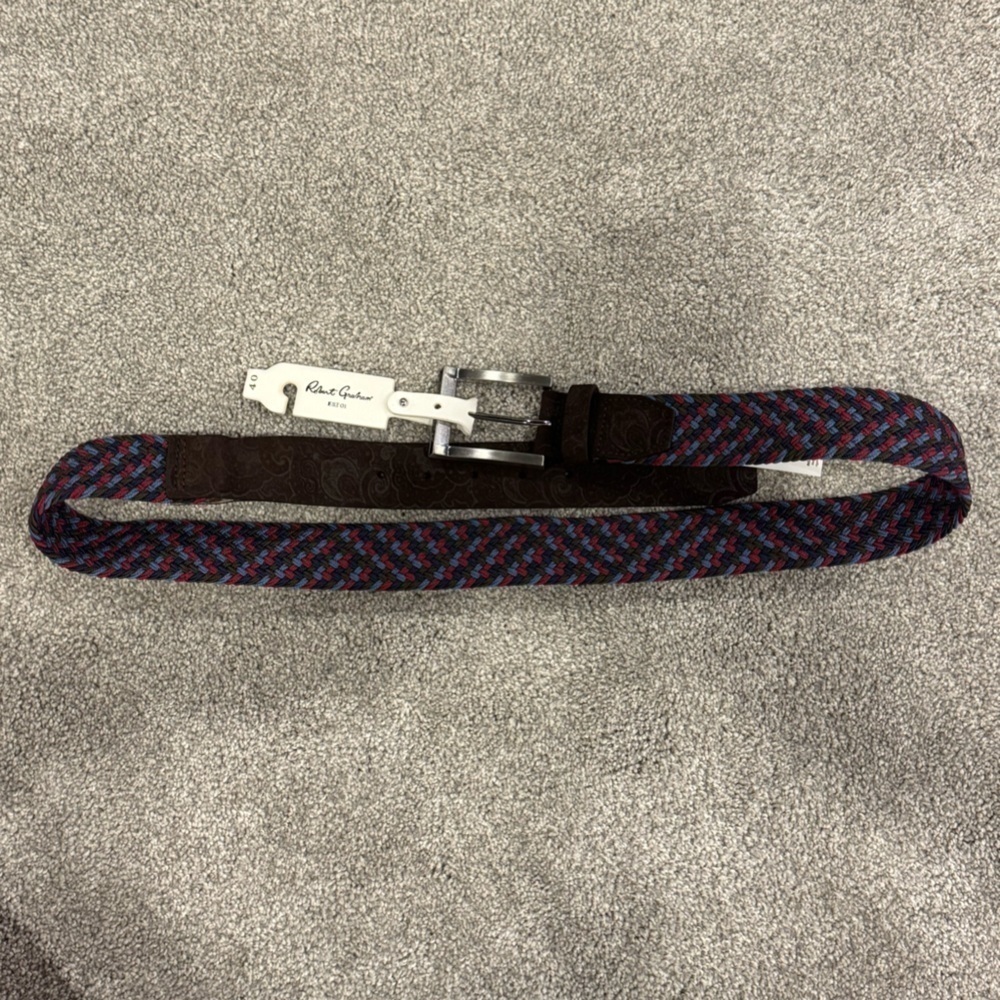 NWT Robert Graham Barlos II Belt Size 40 Woven Brown Tooled Leather Detail